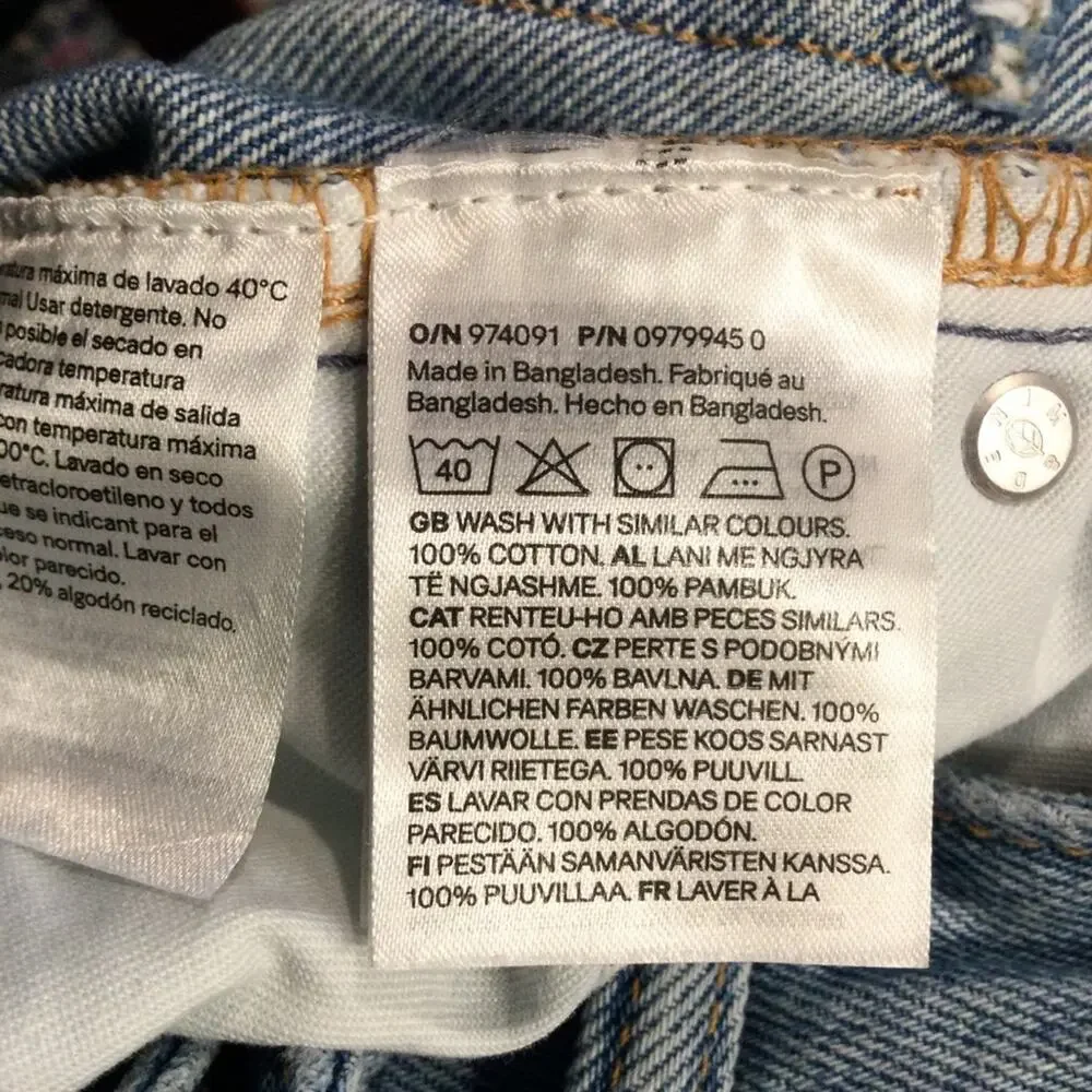 H&M Loose Ample Fit men’s W36/29 Hemmed Light wash Jeans